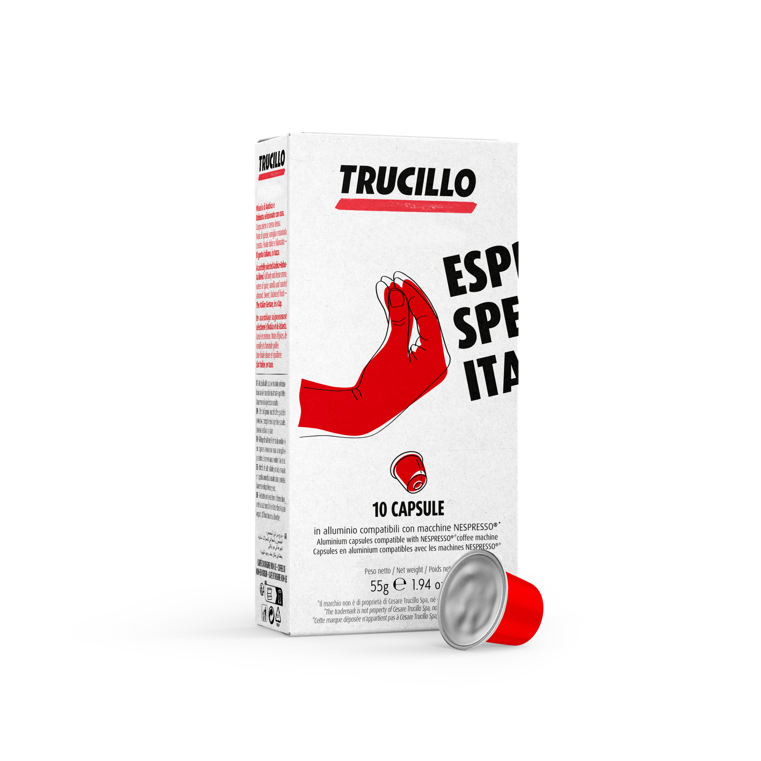 10 capsule in alluminio compatibili Nespresso®* <br>ESPRESSO SPEAKS ITALIAN